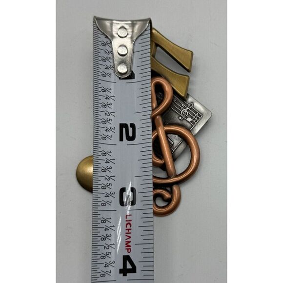 Vintage Signed K&T Treble Sheet Music Notes Copper Brass Pewter‎ Brooch - Picture 3 of 5
